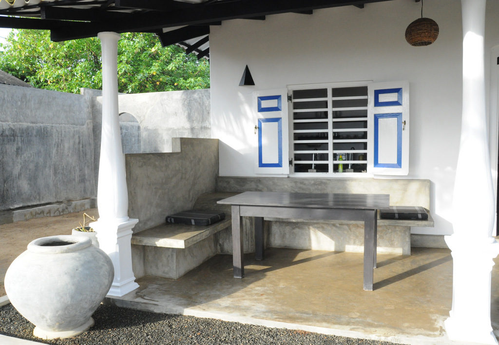 Concrete outdoor sitting area